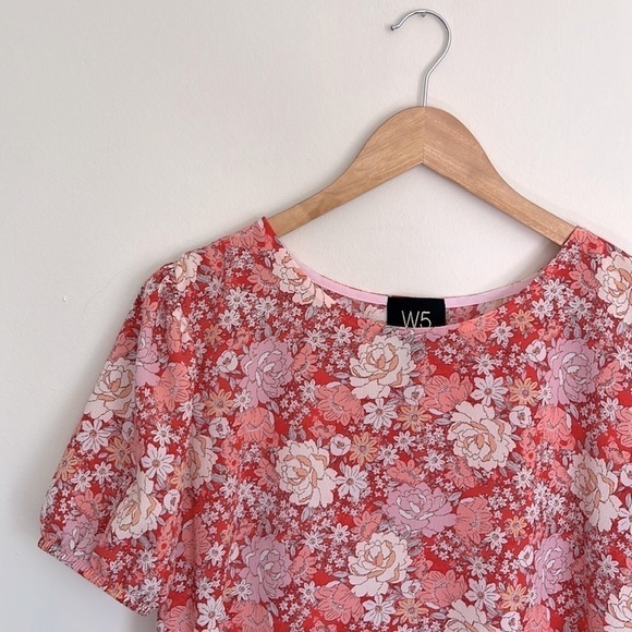 W5 Spring Floral Balloon Sleeve Babydoll Top - Picture 2 of 5